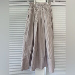 BURU striped smocked Midi skirt taupe medium **selling matching shirt